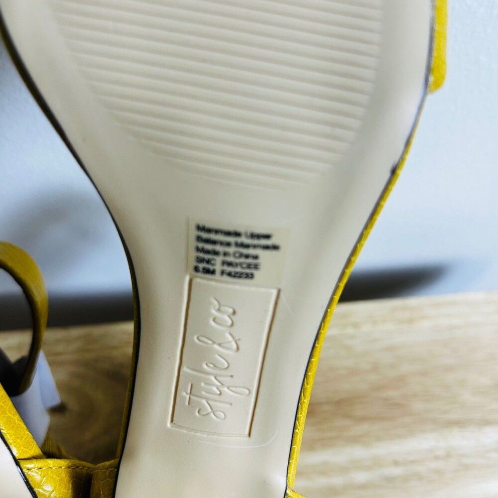 Style & Co Paycee Women's Yellow Snakeskin Ankle Strap Kitten Heel Sandals 6.5 - Picture 8 of 9